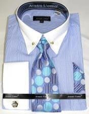 Blue Striped Dress Shirt - AlbertoNardoniStore