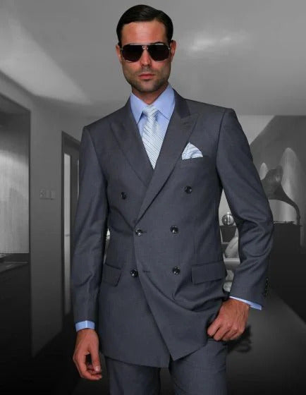 Statement Men’s 2 Piece 100% Wool Double Breasted Fashion Suit, Bold Color Formal Wedding Business Suit