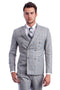 "Glen Plaid Men's Slim Fit Double Breasted Suit in Light Grey"