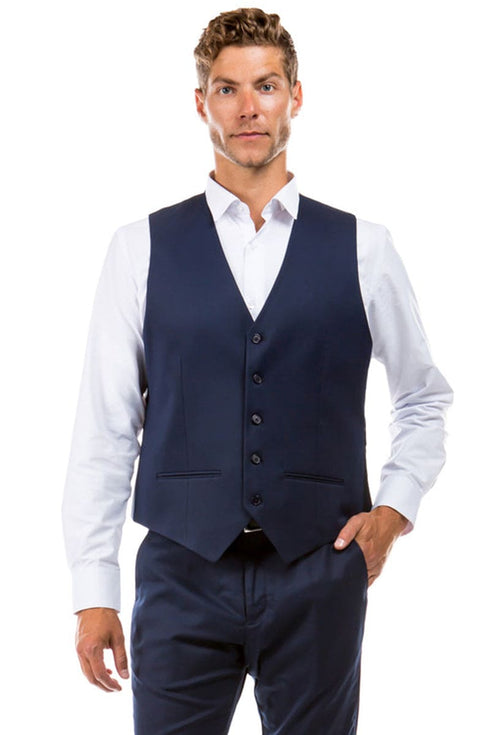 "Designer Wool Vest for Men - Navy Suit Separate"