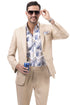 "Men's Summer Linen Suit - Modern Fit Casual Style in Tan"