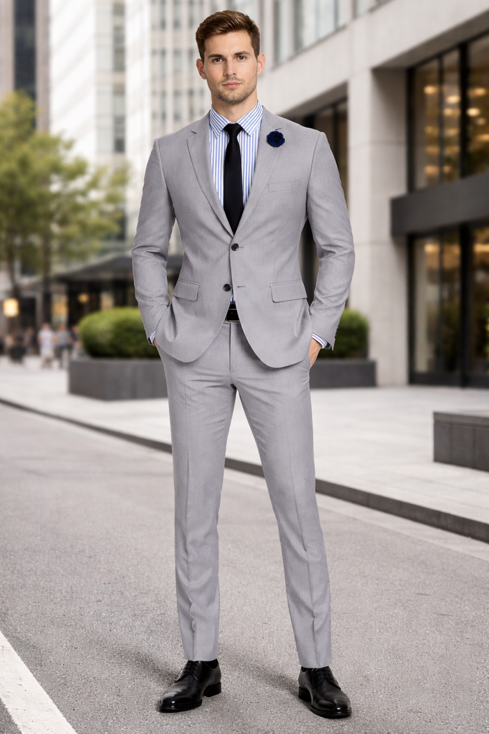 Ultra Slim Fit Stretch 2 Piece Suit Color Gray