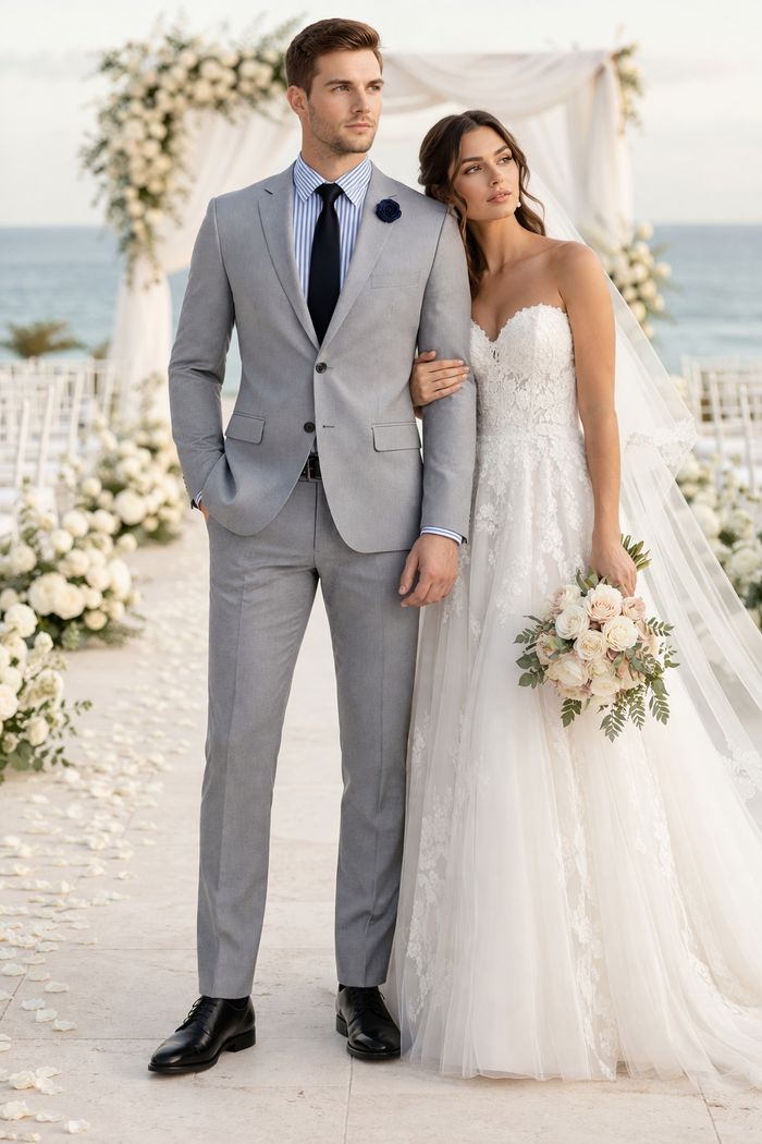 Ultra Slim Fit Stretch 2 Piece Suit Color Gray