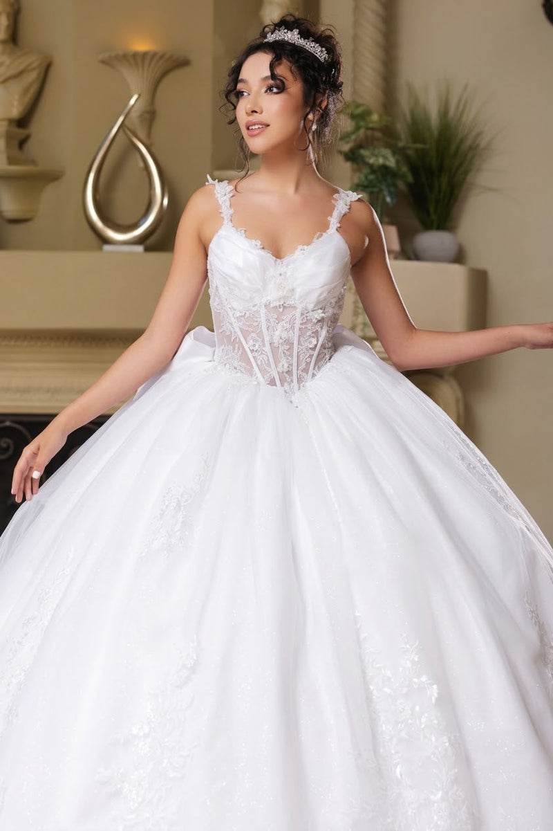 Wedding Dress V-Neck Pleated Masquerade Ball Gown By Layla K LK269