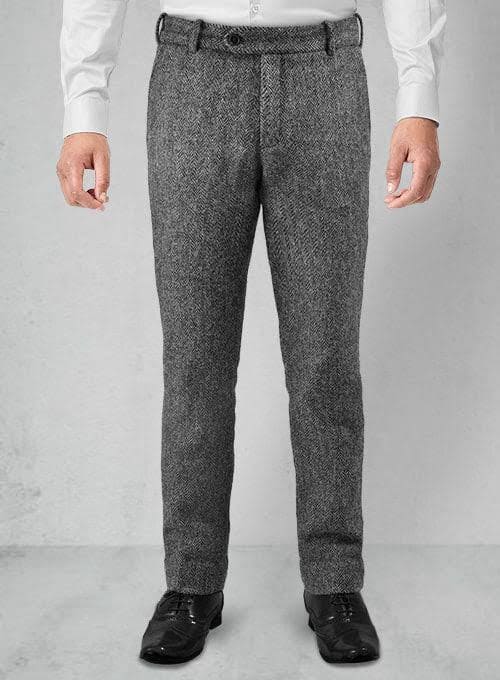 Mens Grey Tweed Pants - Wool Pants