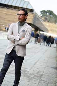 Mens Turtleneck With Blazer  White Blazer