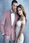 Mens Velvet Dinner Jacket - Mens Tuxedo Blazer With Trim Shawl Collar Pink