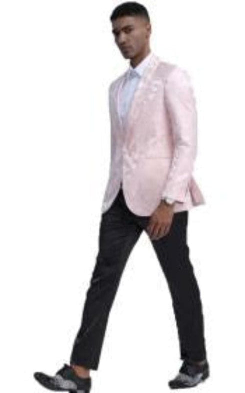 Mens Light Pink Tuxedo - White And Pink Paisley Sport Coat