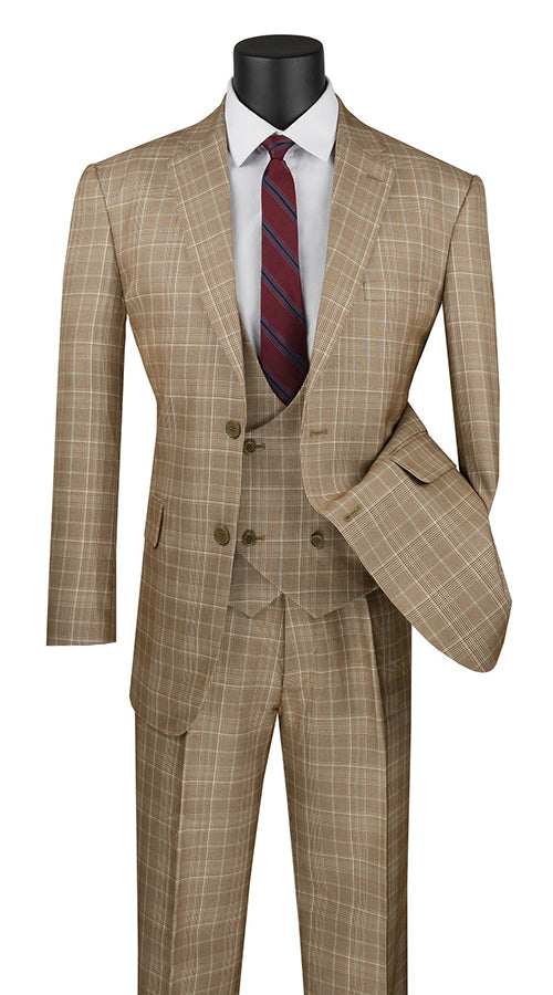 Renaissance Collection - Regular Fit 3 Piece Suit Camel