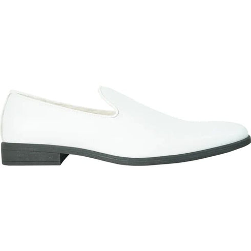 Mens Classic Plain Toe Slip On Loafer Dress Shoe In White