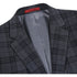 Mens Plaid Suit - Patterned Business Suit - Mens Two Button Slim Fit Two Piece Hack Pocket Suit In Charcoal Grey Windowpane Plaid