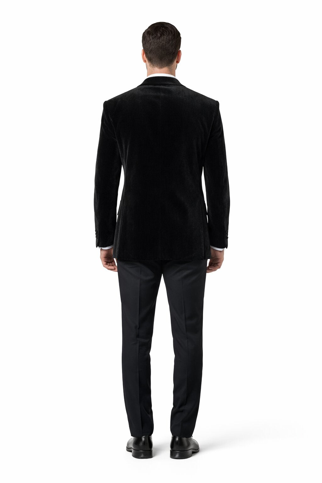 Mens 2 Button Velvet Blazer in Black