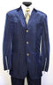 Velvet Suits - Patch Pocket = Three Button Suit With Zipper On Sleeve Blue