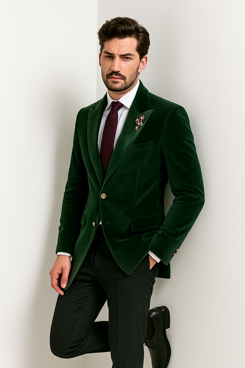 Velvet Cutaway Tuxedo - Velvet Morning Suit - Velvet Tail Tuxedo - Green