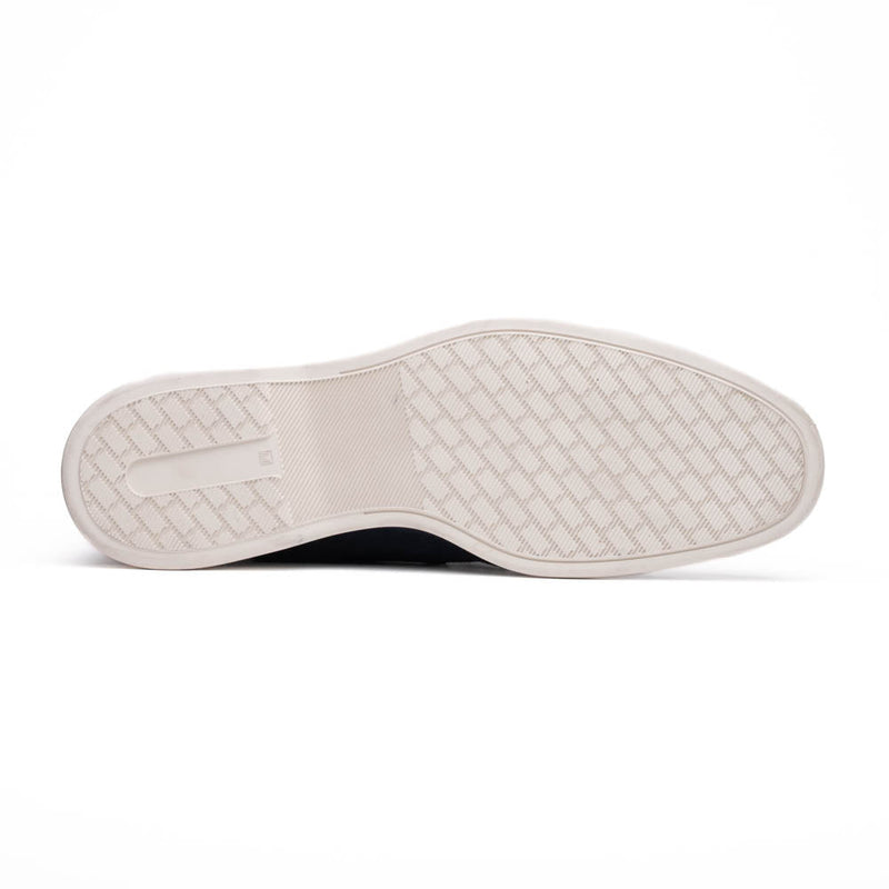 Zelli Venice Hand-Stitched Sueded Goatskin Boat Shoe in Navy