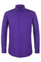 Men's classic fit lilac dress shirt with spread collar, long sleeves, button cuffs, and button-down front. Smooth, solid fabric.
