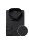 Black Verno dress shirt with a spread collar and smooth texture. Features a single-button pocket and a button-down front. Classic and sophisticated design.
