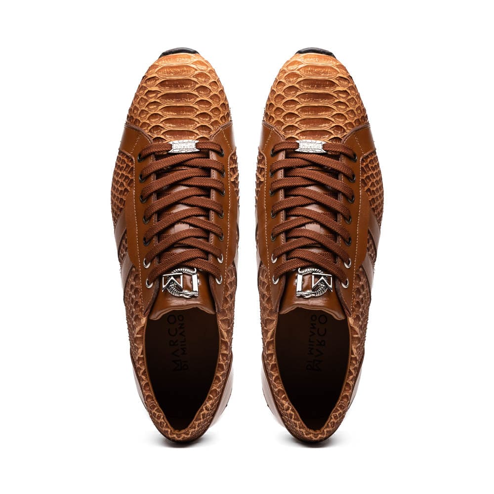Marco Di Milano Verona Python & Calfskin Sneakers Honey