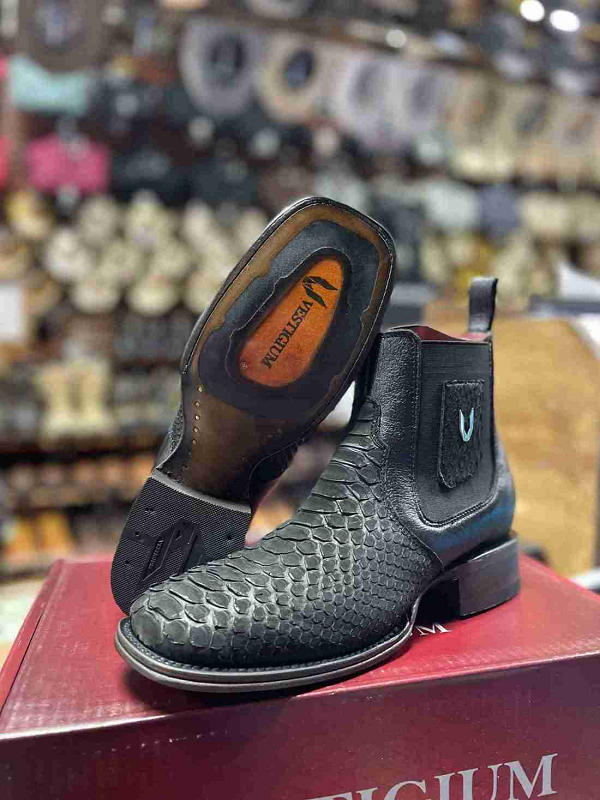 Vestigium Python Nubuck Exotic Ankle Boots Black