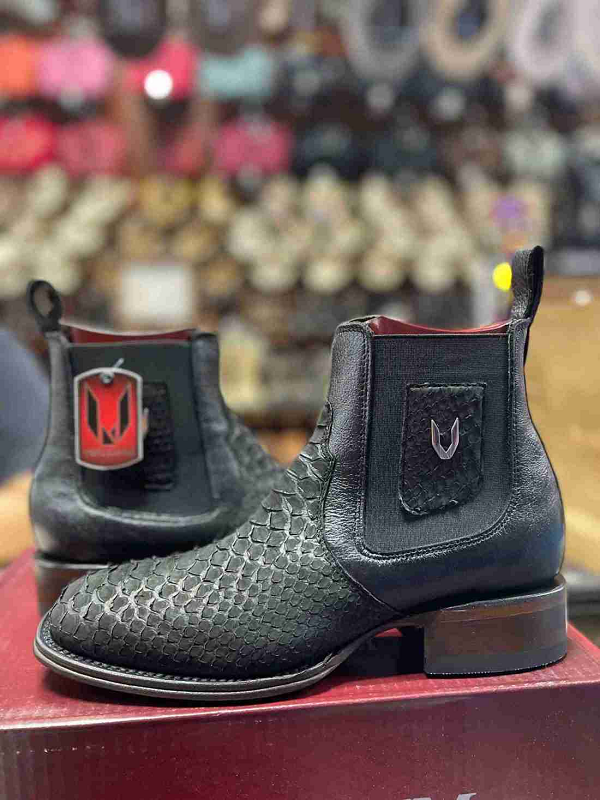 Vestigium Python Nubuck Exotic Ankle Boots Black