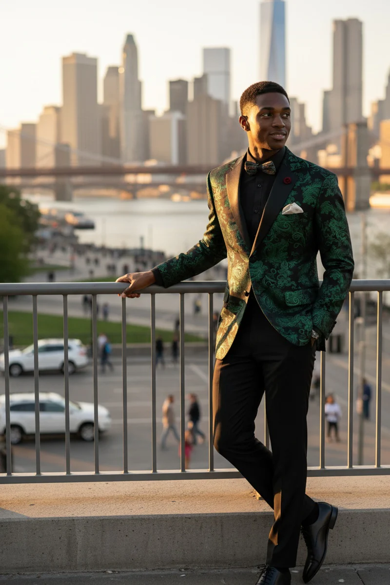 Posh Paisley Velvet Emerald Tuxedo Jacket