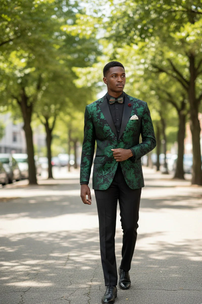 Posh Paisley Velvet Emerald Tuxedo Jacket