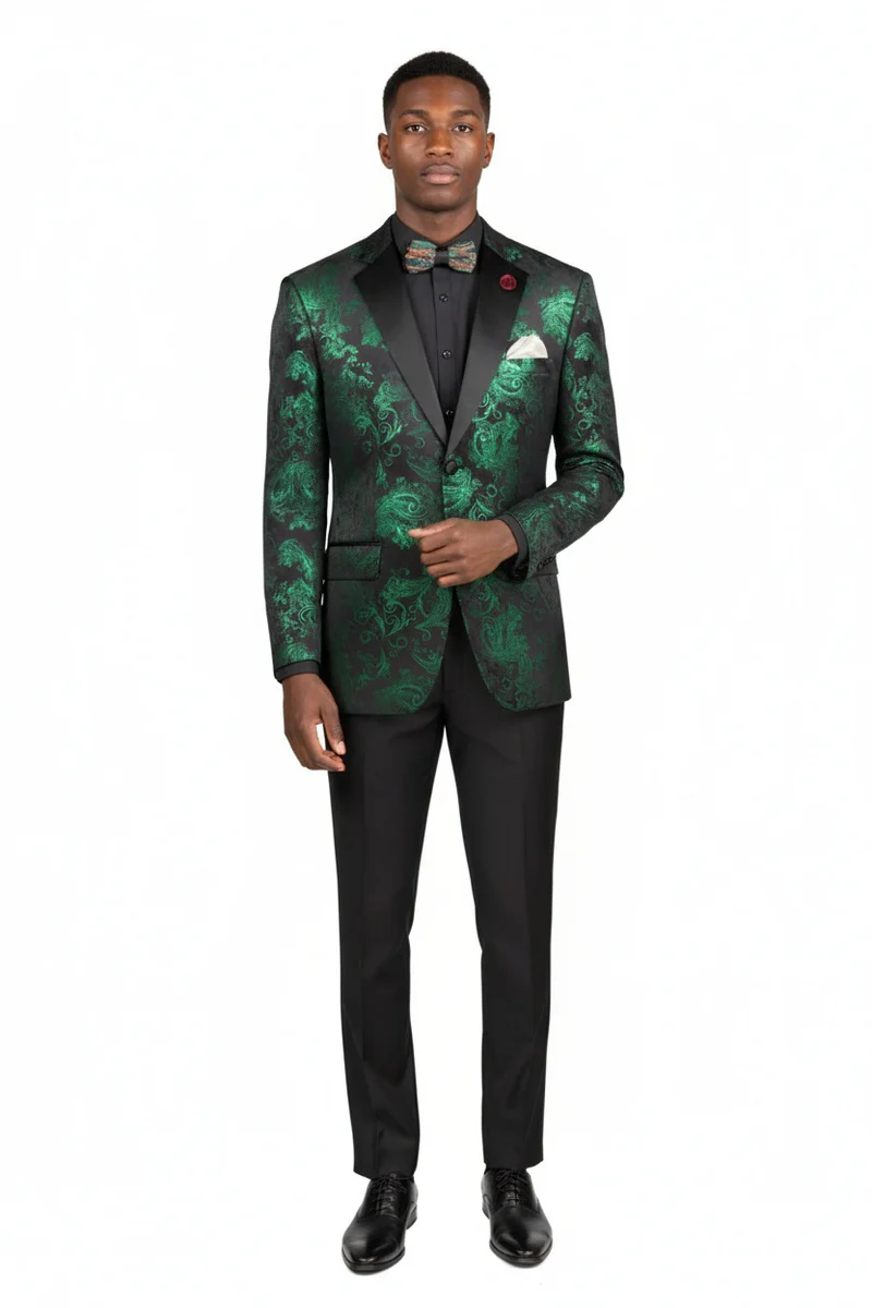 Posh Paisley Velvet Emerald Tuxedo Jacket