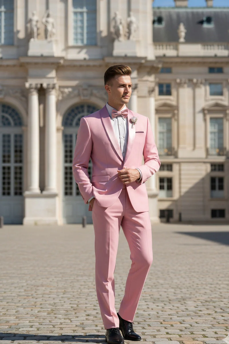 Dusty Rose Shawl Lapel Tuxedo by Spectrum – Elegant 3-Piece Formal Wear