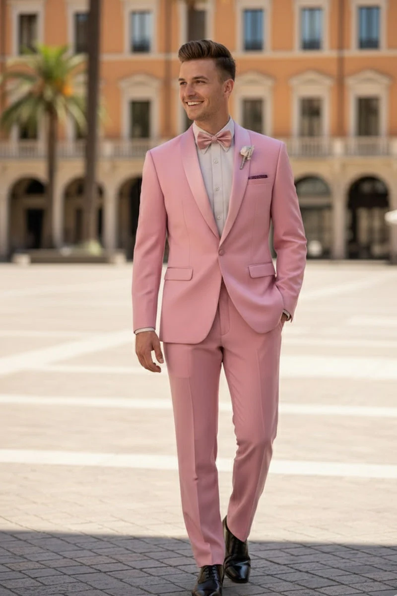 Dusty Rose Shawl Lapel Tuxedo by Spectrum – Elegant 3-Piece Formal Wear