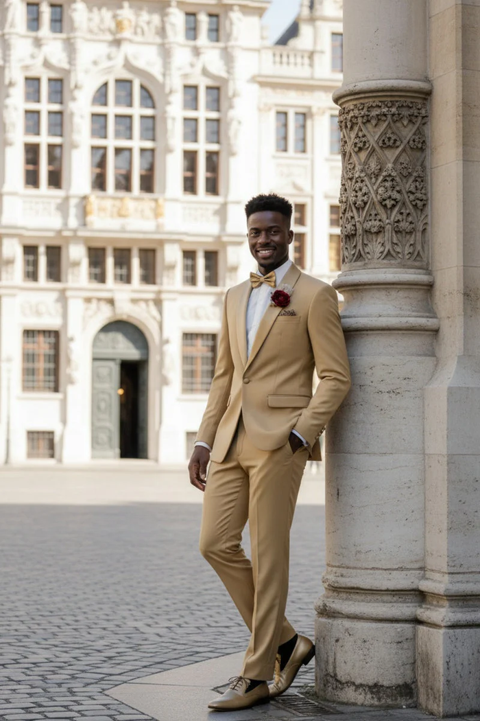 Light Gold Shawl Lapel Tuxedo by Spectrum – Elegant 3-Piece Formal Wear