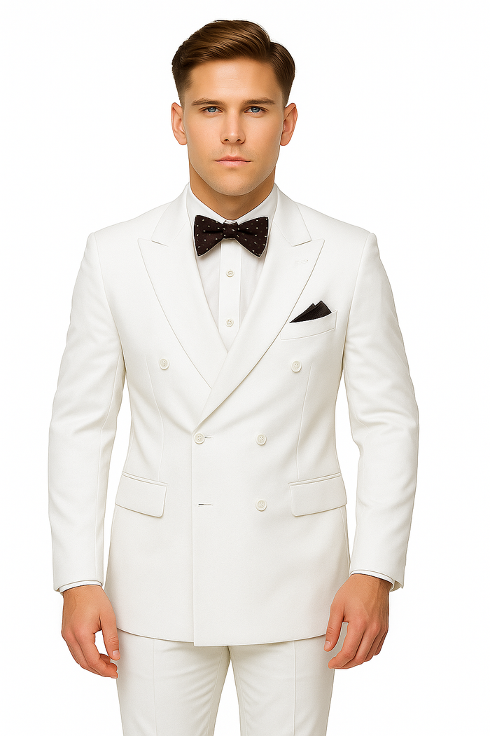 Mens Colonel Sanders White Double Breasted Suit Chest Pocket Costume