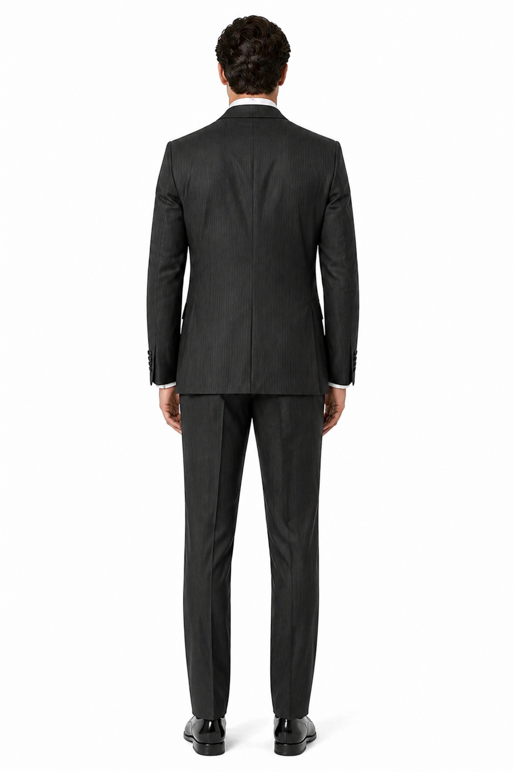 Vitali Mens Black Tone on Tone Shadow Stripe Vested Suit Set – 3 Piece Modern Fit Pinstripe Two Buttons