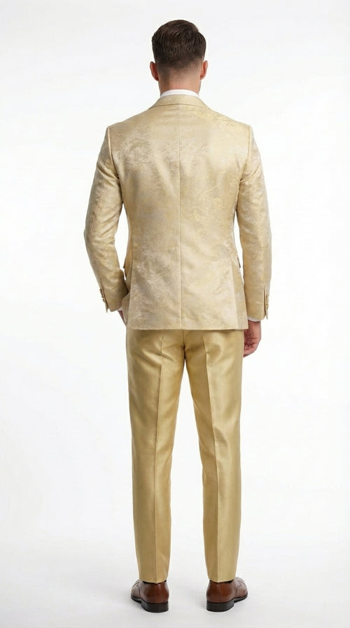 slim fit dress slacks Vitali Mens Yellow Gold Designer Tuxedo Suit Set – Luxury Wedding Prom  Formal Tuxedo with Vest Bow Tie in Champaign Color