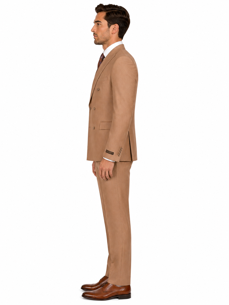 Vitali Tan Double Breasted Suit – Men’s 2 Piece Formal Suit for Wedding, Business and Special Events khaki beige color