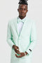 "Men's Mint Green Polka Dot Prom 2025 & Wedding Suit - One Button Double Breasted Vest"