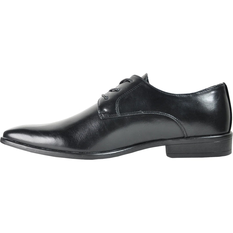 Bravo Mens Pointed Plain Toe Oxford Dress Shoe in Black