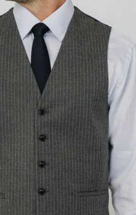 Charcoal Chalkstripe Vest