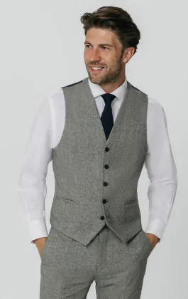 Light Grey Donegal Tweed Vest