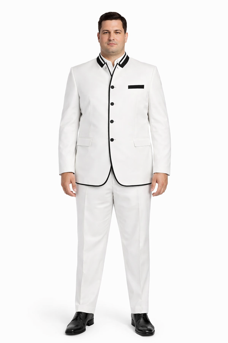 Wedding Groom Suit - Prom 2026 Tuxedo Suit - No Collar Weddig Tuxedo - White