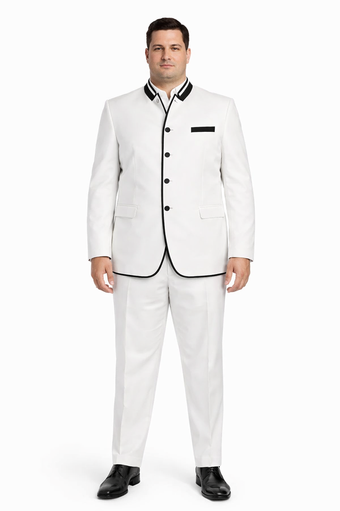 Wedding Groom Suit - Prom 2026 Tuxedo Suit - No Collar Weddig Tuxedo - White