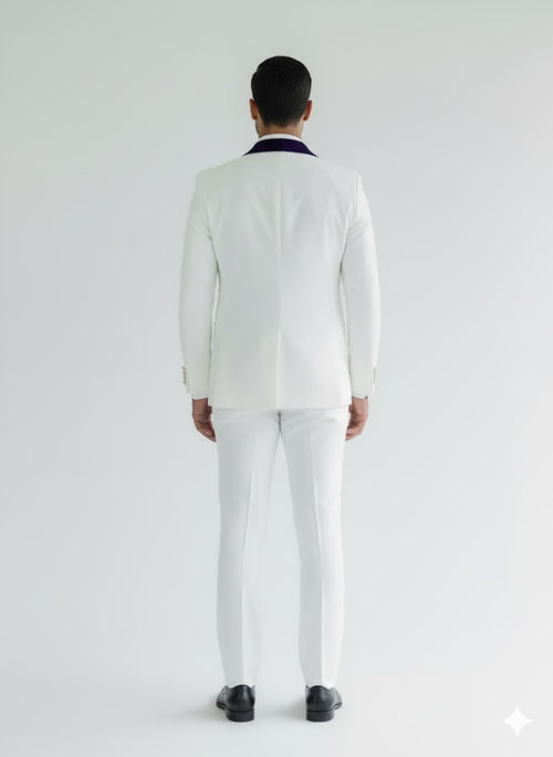 Wedding Tuxedo - Groom Suit - White and Royal Blue Prom Suit