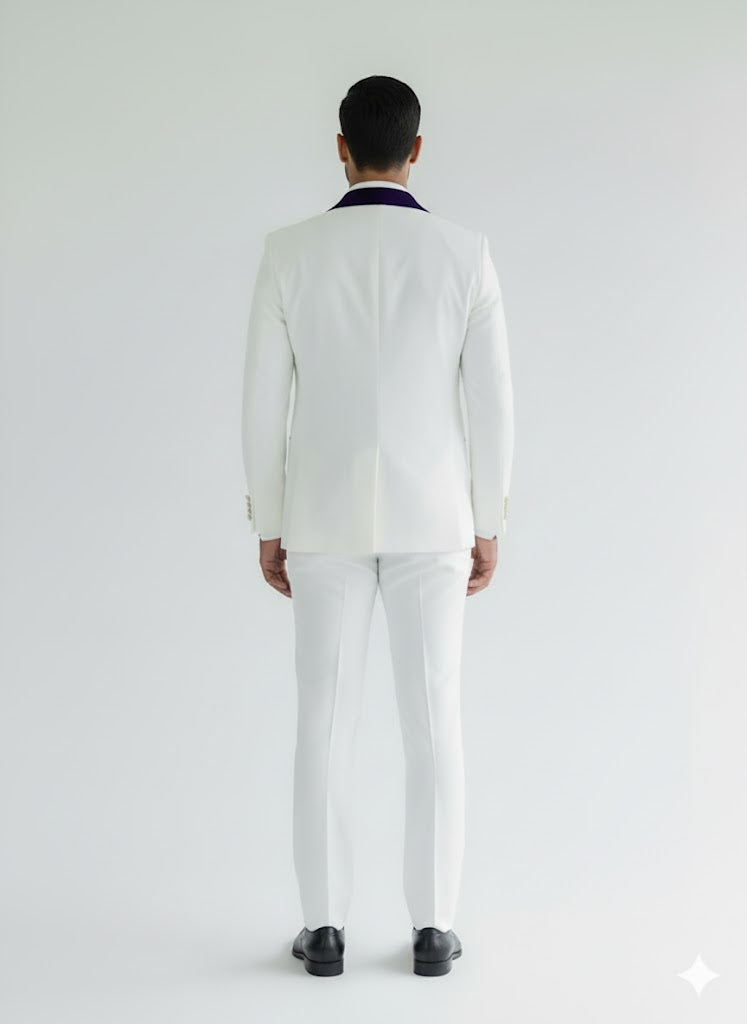 Wedding Tuxedo - Groom Suit - White and Royal Blue Prom Suit