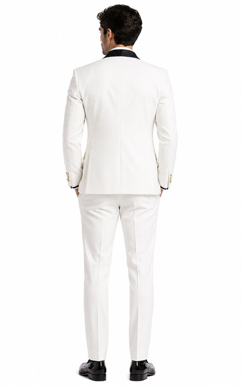 Wedding Tuxedo - Groom Suit - White and Black Prom Suit