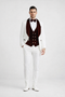 Wedding Tuxedo - Groom Suit - White and Burgundy Prom Suit