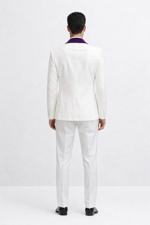 Wedding Tuxedos For Men in Purple Classic Wedding Tuxedo Style For Guys - Two Toned Lapel