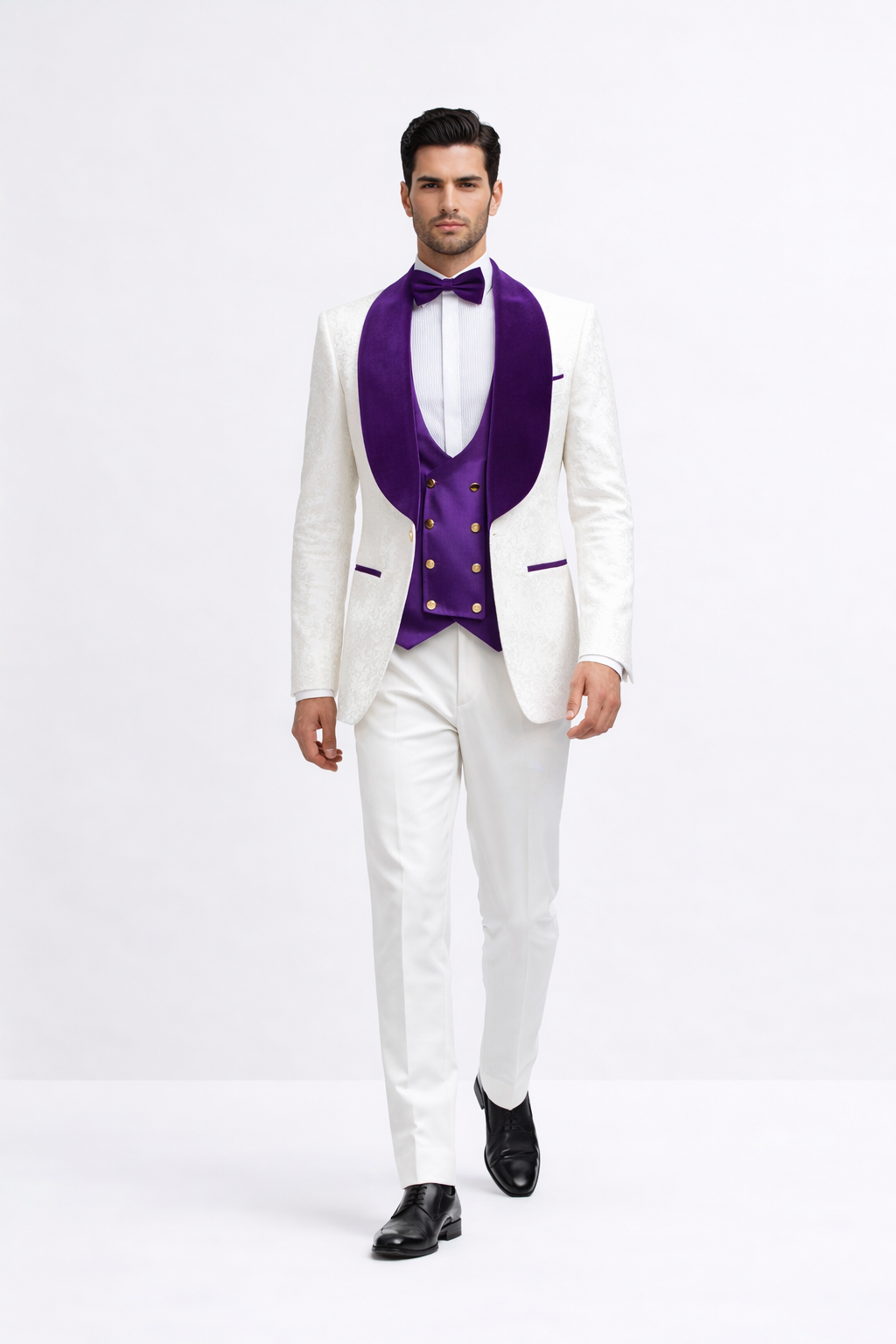 Wedding Tuxedos For Men in Purple Classic Wedding Tuxedo Style For Guys - Two Toned Lapel