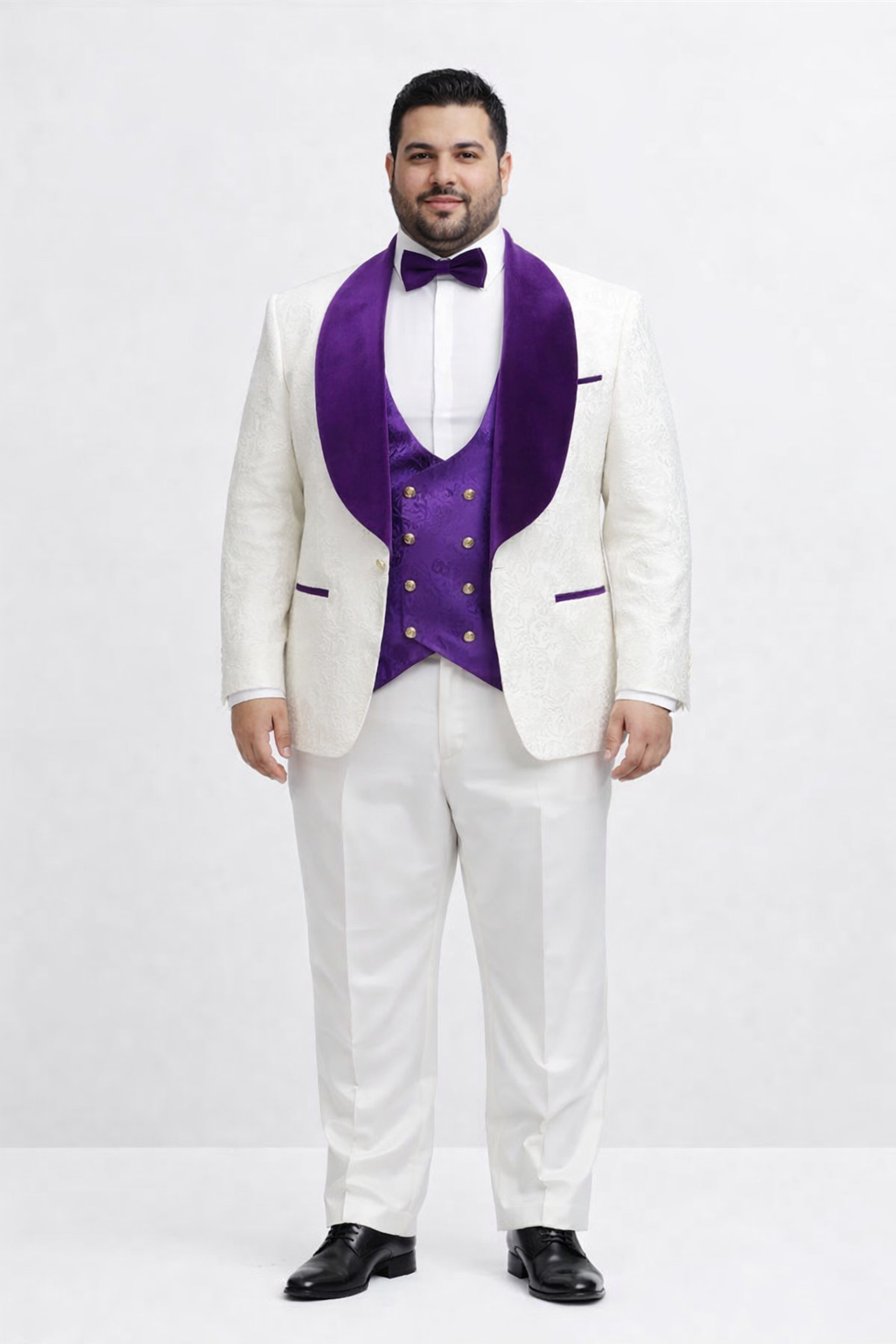 Wedding Tuxedos For Men in Purple Classic Wedding Tuxedo Style For Guys - Two Toned Lapel