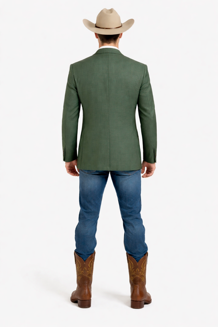 Western Blazer - Saco Para Hombre - Mens Double Button Western Green Blazer