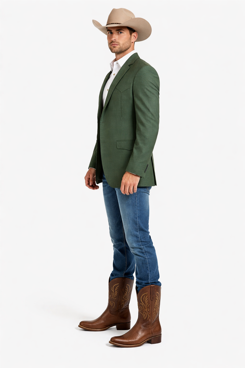 Western Blazer - Saco Para Hombre - Mens Double Button Western Green Blazer