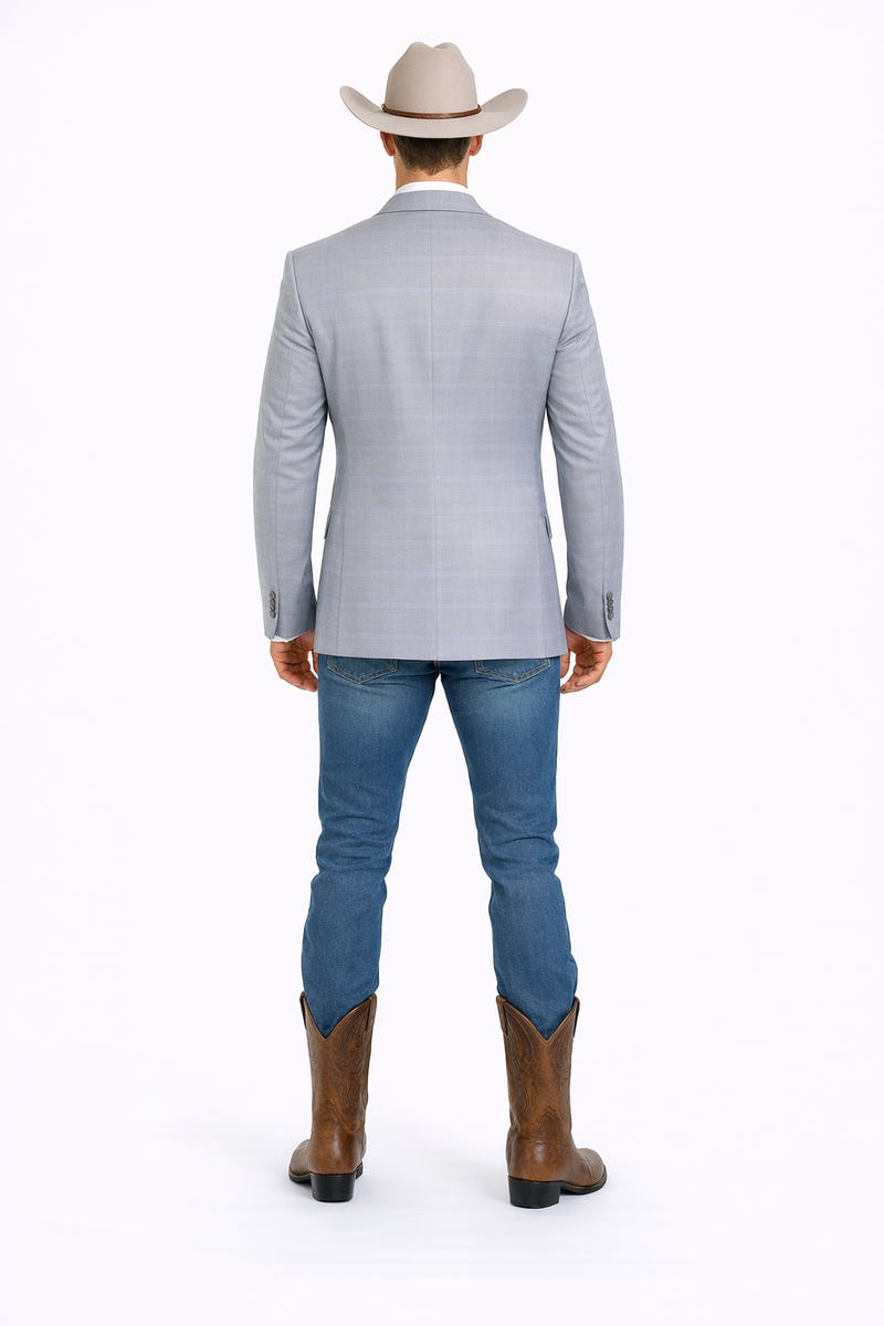 Western Blazer - Saco Para Hombre - Mens Double Button Western Grey Blazer